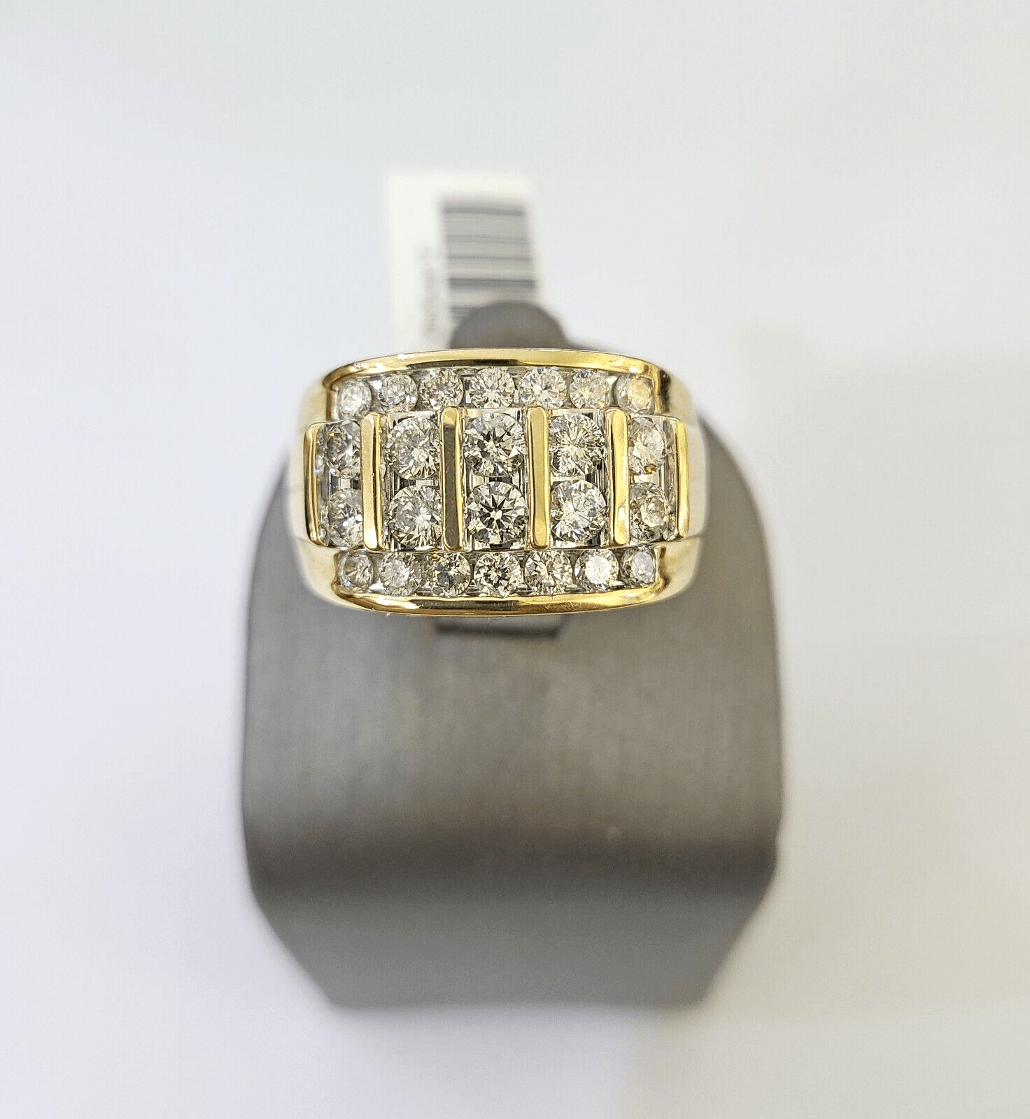 Real 10k Yellow Gold White Diamond Mens Ring Genuine Natural Creation - GoldenlinQ